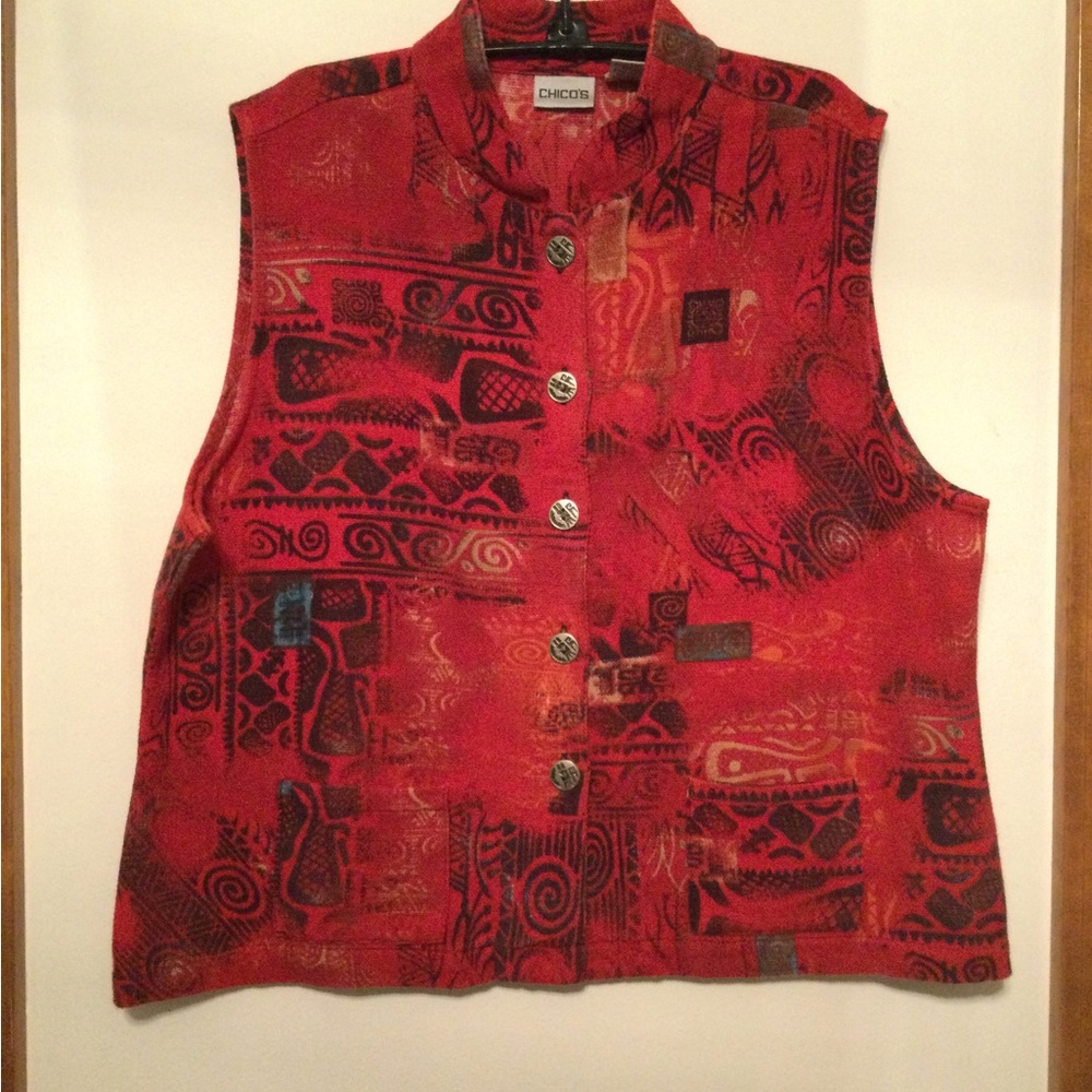 Vintage Chicos Red Vest, size L/XL